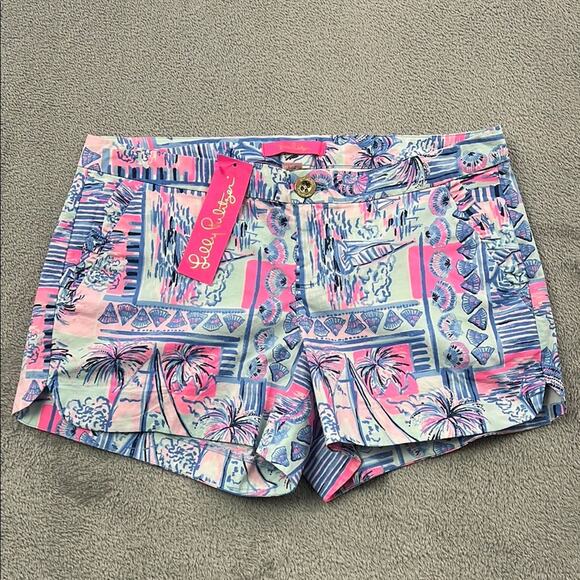 NEW Lilly Pulitzer 4 Adie Ruffle Pocket Stretch‎ Women's Whisper Blue Shorts - Picture 1 of 13